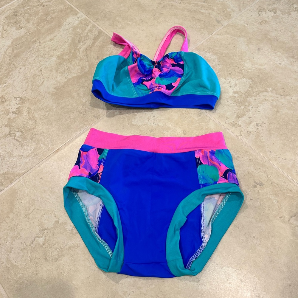 Kids Dance-wear/Swimwear Set in Blue and Pink